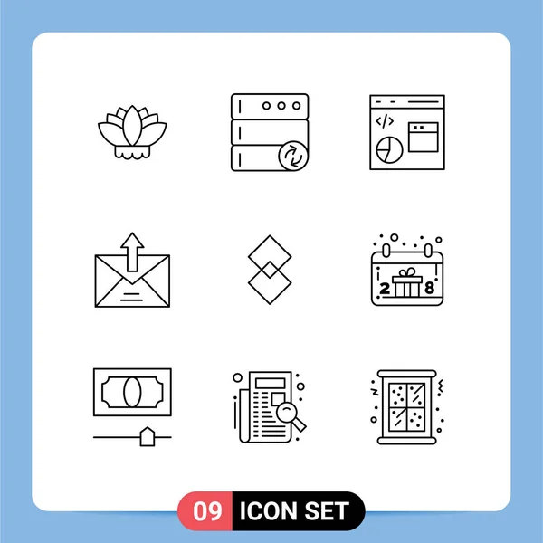 Esquema Interfaz Usuario Paquete Signos Símbolos Modernos Moneda Enviado Desarrollar — Archivo Imágenes Vectoriales