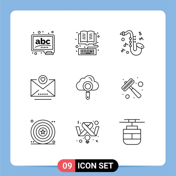 Stock Vector Icon Pack Sinais Linha Símbolos Para Busca Nuvem — Vetor de Stock