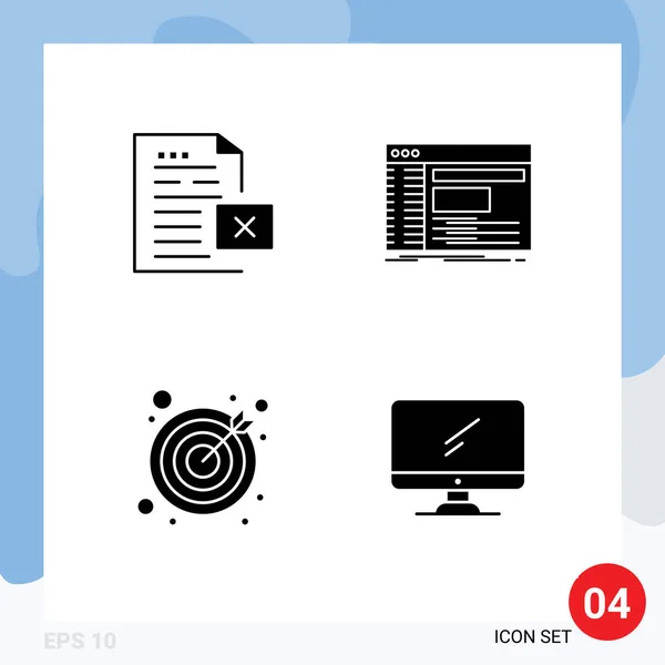 솔리드 Glyphs Pictograph Data Software File Console Goals Editable Vector — 스톡 벡터