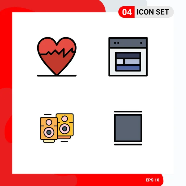 Iconos Creativos Signos Símbolos Modernos Cardiograma Canción Amor Diseño Web — Vector de stock