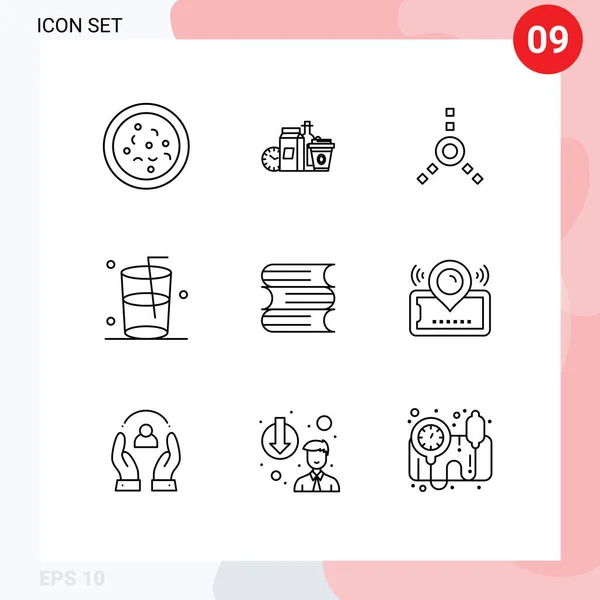 Icone Creative Segni Simboli Moderni Pin File Connessione Istruzione Acqua — Vettoriale Stock