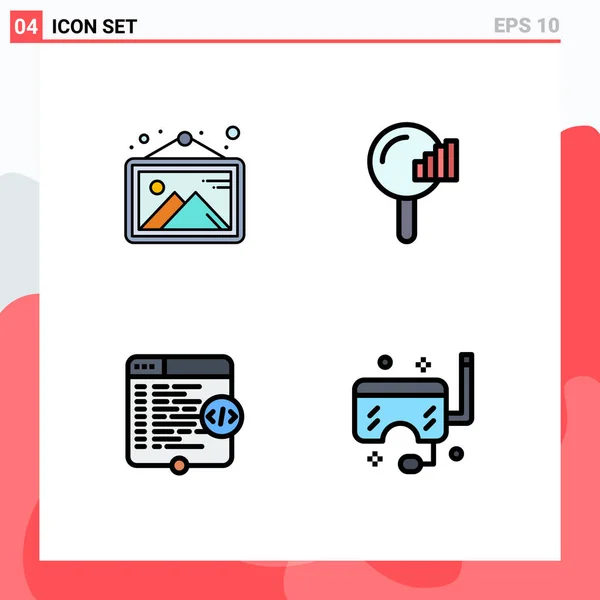 Universal Icon Symbols Group Modern Filledline Flat Colores Galería Html — Vector de stock