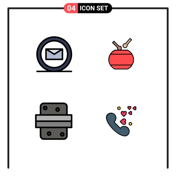 Stock Vector Icon Pack Mit Zeilenzeichen Und Symbolen Für Mail — Stockvektor