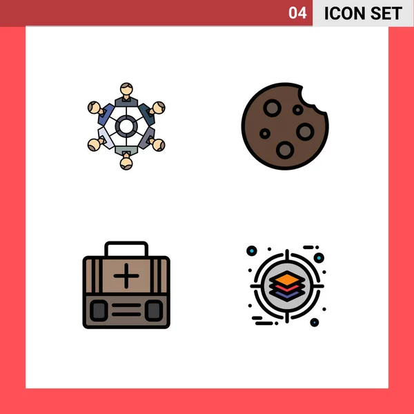 Pictogram Set Simple Filledline Flat Colors Cooperation Food Games Cookie — Διανυσματικό Αρχείο