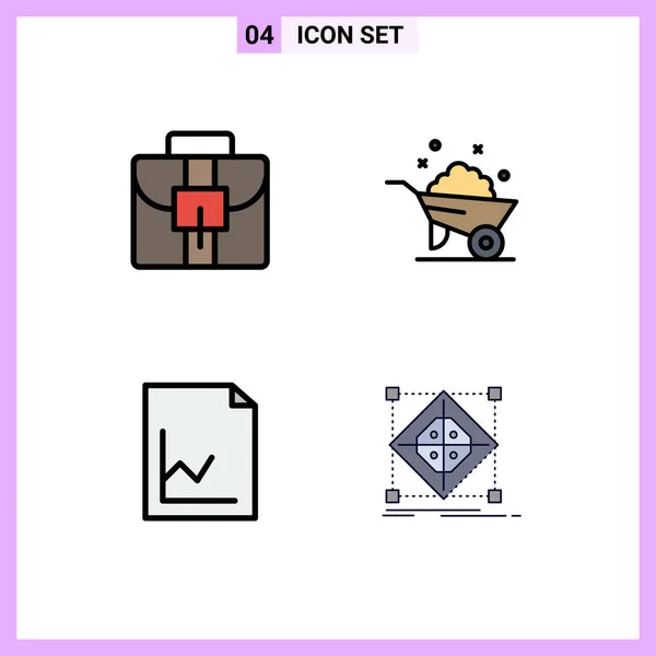 Set Modern Icons Symbols Signs Briefcase Graph Barrow Spring Cluster — 스톡 벡터