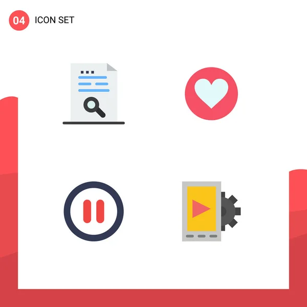 User Interface Pack Basic Flat Icons Content Interface File Heart — Stock Vector