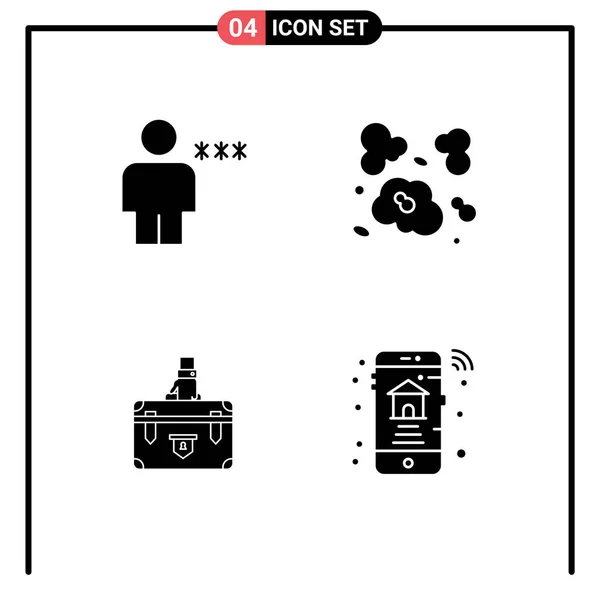 Set Modern Icons Symbols Signs Avatar Suitcase Human Dust Business — Stock Vector