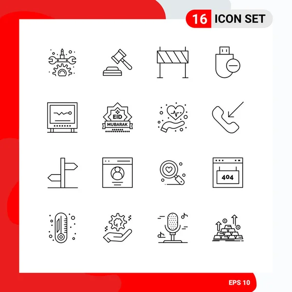 Universal Icon Symbols Group Modern Outlines Cardiology Stick Construction Remove - Stok Vektor