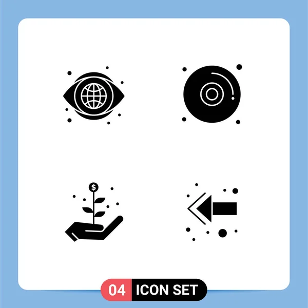 Solid Glyph Pack Universal Symbols Globe Startup Vision Dvd Back — Stockový vektor