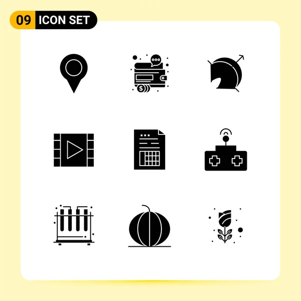 Universal Icon Symbols Group Modern Solid Glyphs Player Médialejátszó Seo — Stock Vector