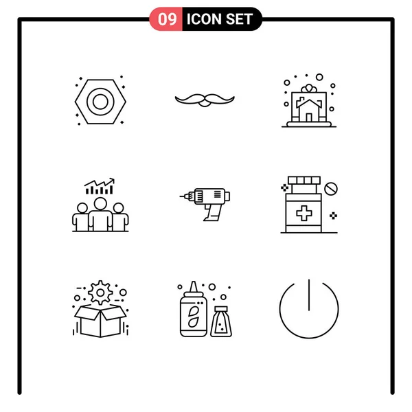 Set Von Modernen Symbolen Symbole Zeichen Für Diagramm Benutzer Männer — Stockvektor