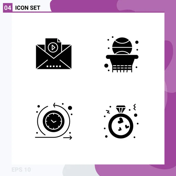 Stock Vector Icon Pack Mit Linienzeichen Und Symbolen Für Mail — Stockvektor