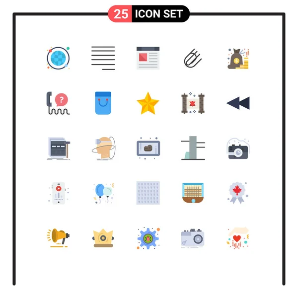 Interfaz Usuario Paquete Color Plano Signos Símbolos Modernos Gestión Cuenta — Vector de stock