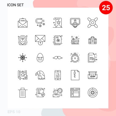 Giriş, profil, mıknatıs, kullanıcı, sıra Düzenlenebilir Vektör Tasarım Elemanları için 25 Satır İşareti ve Sembolü Grubu