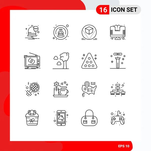 Iconos Creativos Signos Símbolos Modernos Publicidad Paquetes Camisetas Compras Elementos — Vector de stock