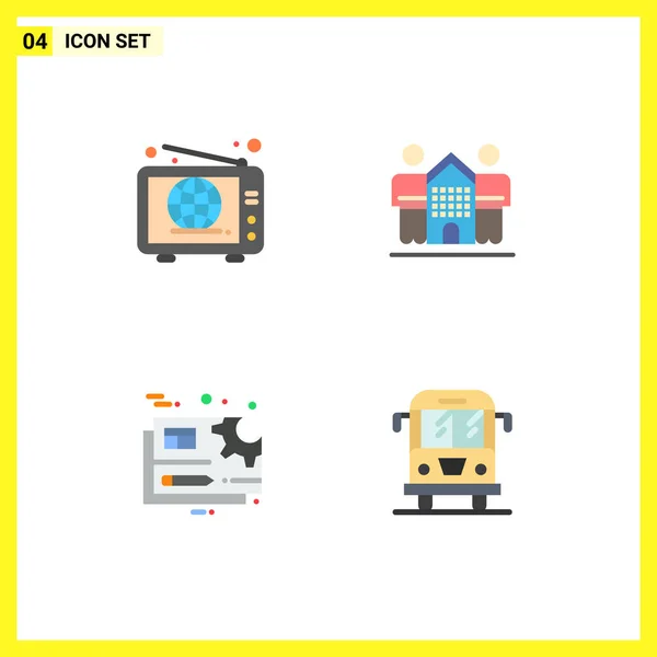 Mobile Interface Flat Icon Set Pictograms Web Document News Friends — Stock Vector