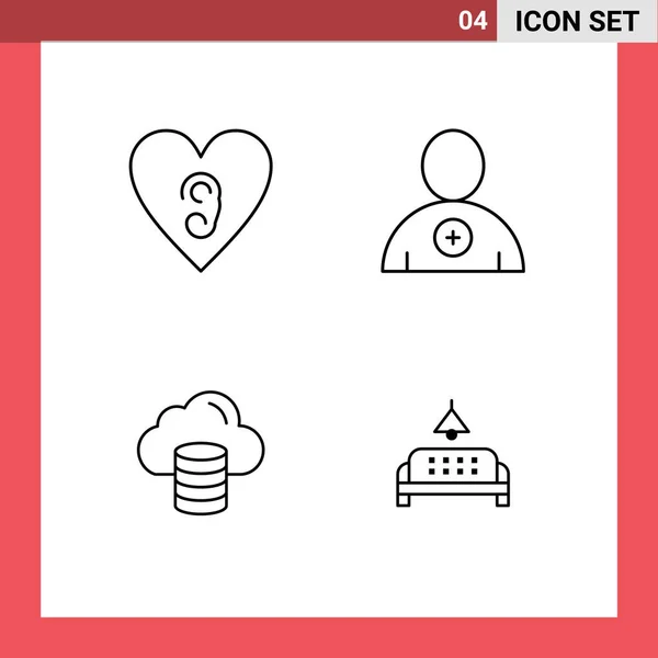 Conjunto Iconos Interfaz Usuario Moderna Símbolos Signos Para Oído Dólar — Vector de stock