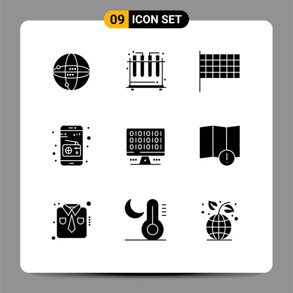 Conjunto Iconos Interfaz Usuario Moderna Signos Signos Alerta Computación Marca — Vector de stock