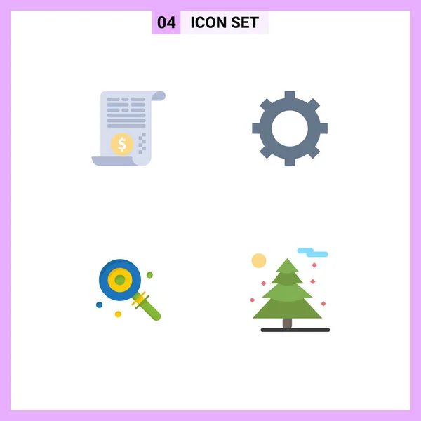 Set Commercial Flat Icons Pack File Lolly Finance Gear Nature — Stock Vector