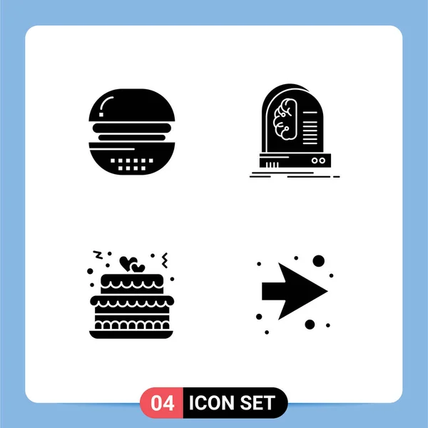 Universal Icon Symbols Group Modern Solid Glyphs Hambúrguer Máquina Alimentos — Vetor de Stock