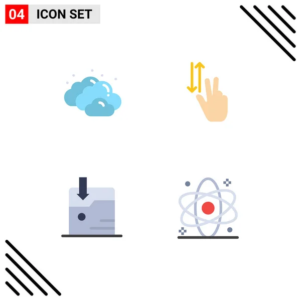 Universal Flat Icons Set Web Mobile Applications Cloud Download Finger — Stock Vector