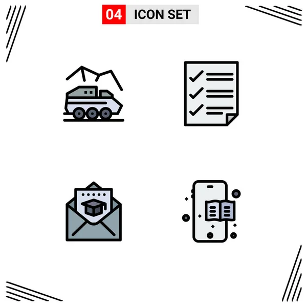 2014 Mobile Interface Filledline Flat Color Set Pictograms Explomor Report — 스톡 벡터