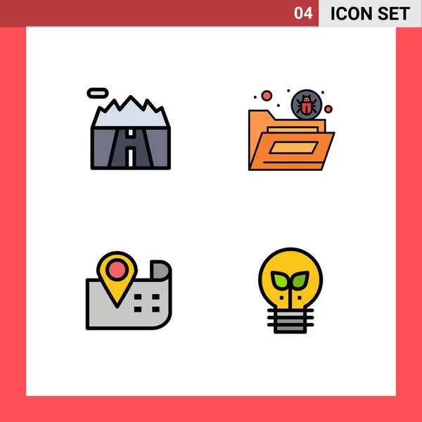 Universal Icon Symbols Group Modern Filledline Flat Colors Landscape Map — 스톡 벡터