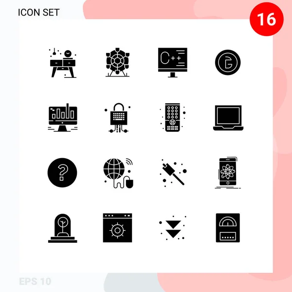 Universal Solid Glyphs Set Para Web Aplicações Móveis Dinheiro Moeda —  Vetores de Stock