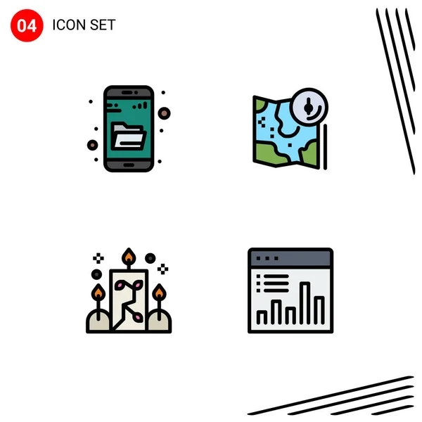 Set Modern Icons Symbols Signs Drive Search Candle Search Gps — Stock Vector