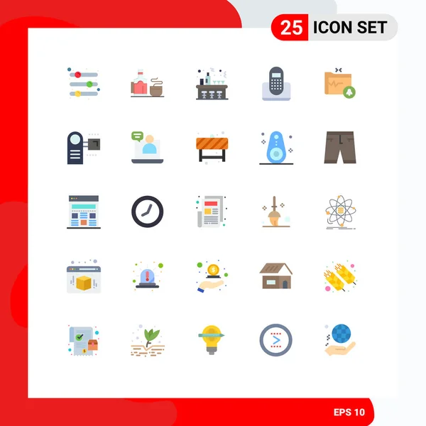 Pictogram Set Dari Warna Rata Sederhana Dari Telepon Kontak Hotel - Stok Vektor