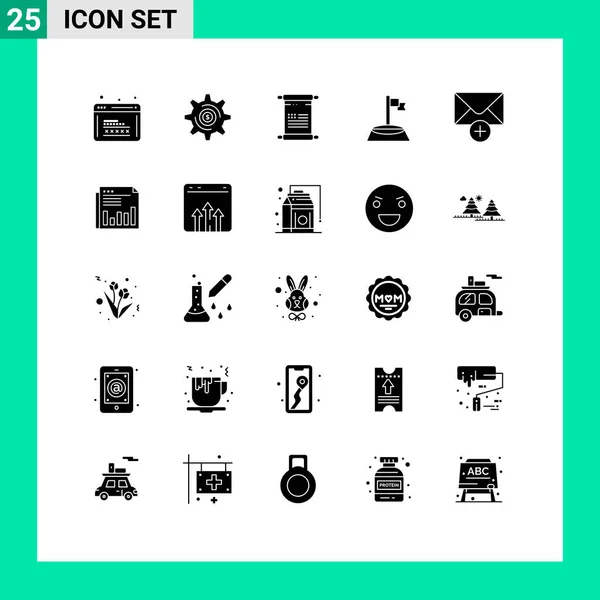 Stock Vector Icon Pack Mit Linienzeichen Und Symbolen Für Mail — Stockvektor