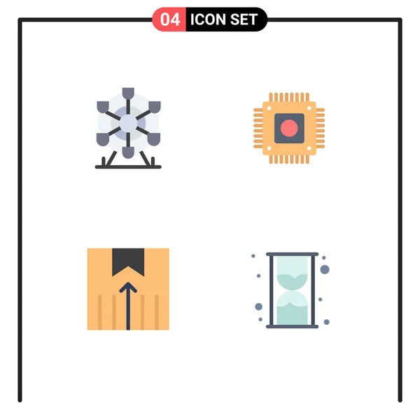 Set Iconos Planos Vectoriales Rejilla Para Ferris Logístico Canada Microchip — Archivo Imágenes Vectoriales