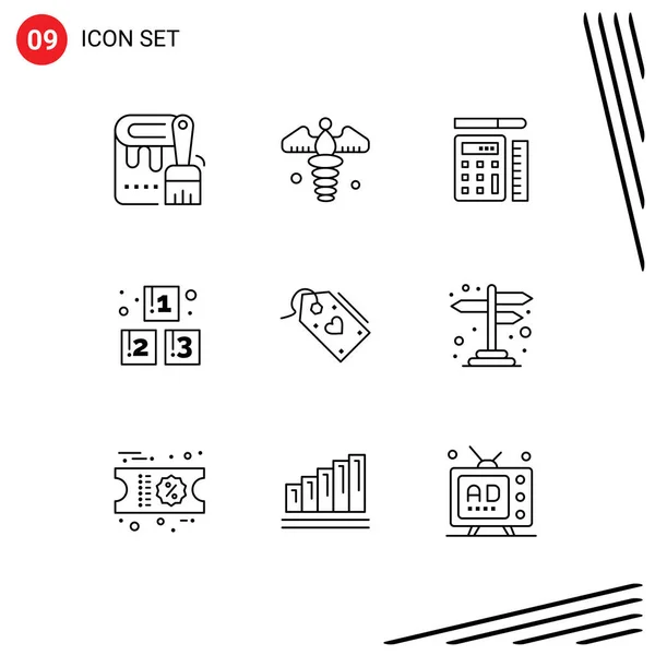 Mobile Interface Outline Set Pictograms Sale School Pen Presschool Abc — Stockový vektor