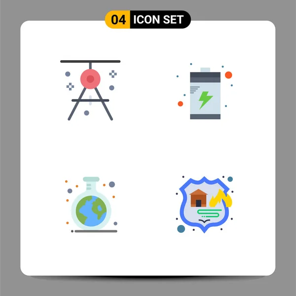 Mobile Interface Flat Icon Set Mit Piktogrammen Der Architektur Grün — Stockvektor