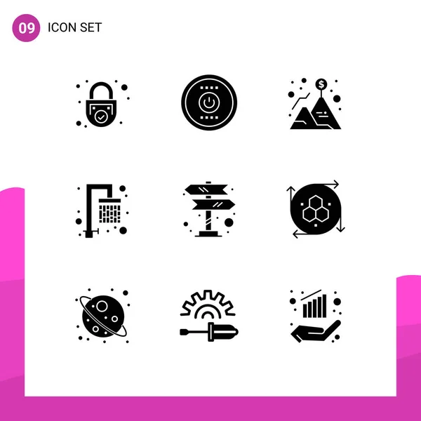 Universal Icon Symbols Group Modern Solid Glyphen Directions Water Power — Stockvektor