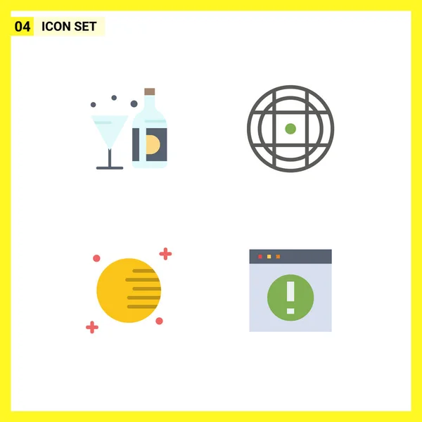 Set Vector Flat Icons Grid Drink Planet Bottle Equipment Business — Stock Vector