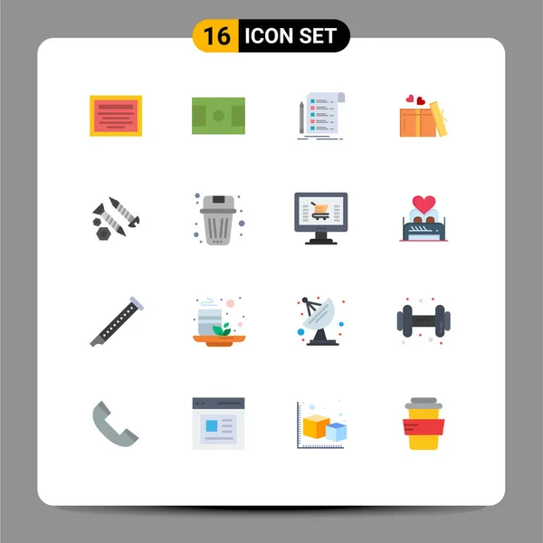 Conjunto Iconos Interfaz Usuario Moderna Símbolos Signos Para Construcción Tornillos — Vector de stock