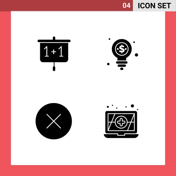Mobile Interface Solid Glyph Set Pictograms Chart Media School Money — Stock Vector