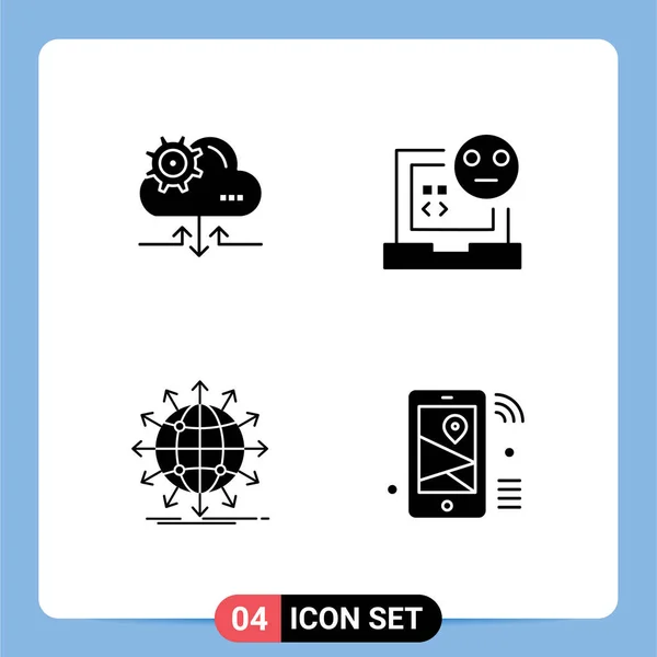 Stock Vector Icon Pack Mit Linienzeichen Und Symbolen Für Wolke — Stockvektor