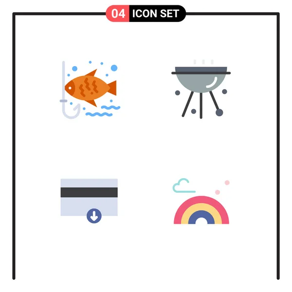 Creative Icons Modern Signs Symbols Fish Finance Leisure Cafe Payment — Stock Vector