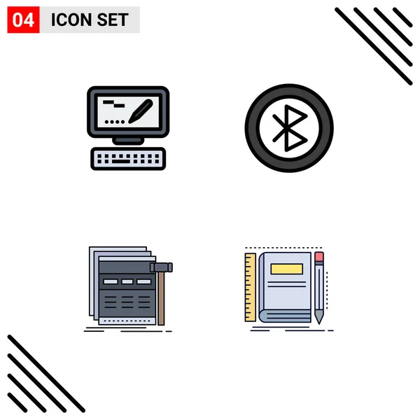 Iconos Creativos Signos Símbolos Modernos Computadora Página Bluetooth Red Página — Vector de stock