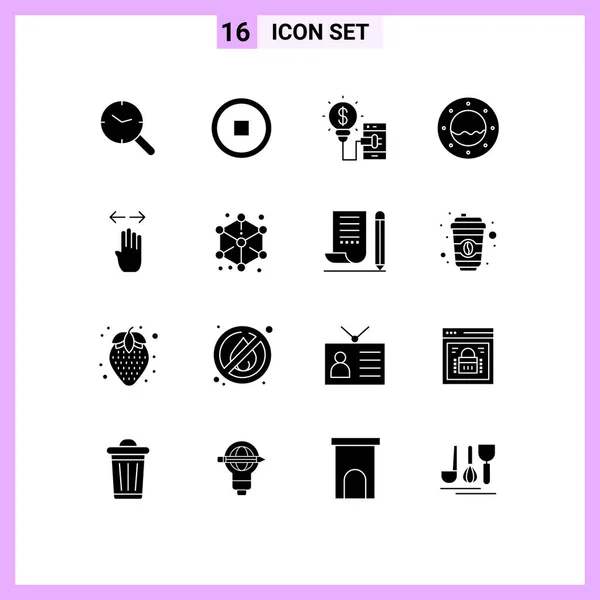 Universal Icon Symbols Group Modern Solid Glyphen Left Hand Idea — Stockvektor