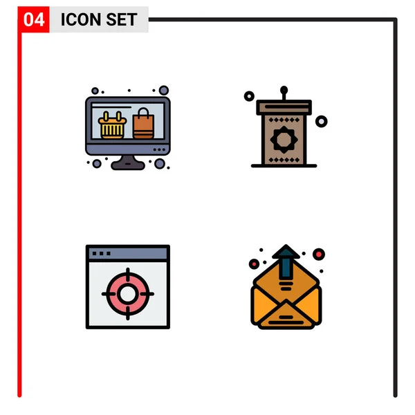 Universal Icon Symbols Group Modern Filledline Flat Colores Computadora Aplicación — Vector de stock