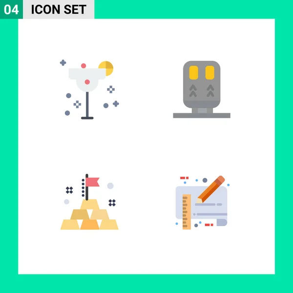 Pictogram Set Simple Flat Icons Cocktail Investment Margarita Train Blue — 스톡 벡터