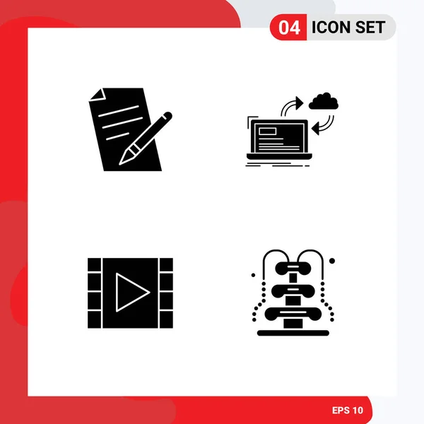 Creative Icons Modern Signs File Media Pencil Data Multimedia Table — стоковый вектор