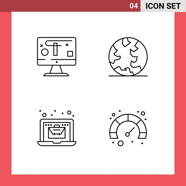 Modernes Set Von Filledline Flache Farben Piktograph Von Computer Laptop — Stockvektor