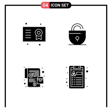 Akademik derece, mobil, derece, kilit, Düzenlenebilir Vektör Tasarım Elementleri 'nden oluşan 4 Katı Kabartmalı Modern Küme