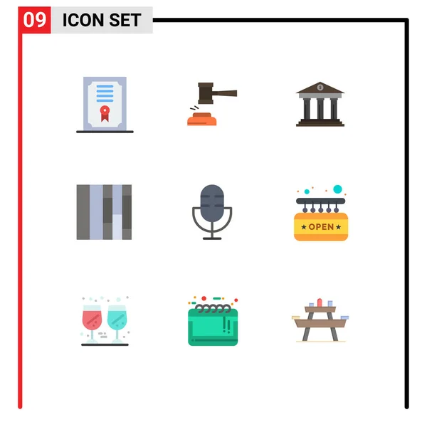 Universal Icon Symbols Grupo Cores Planas Modernas Cinta Dinheiro Juiz — Vetor de Stock