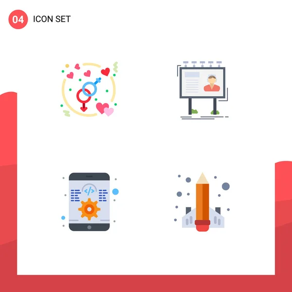 Universal Flat Icons Set Web Mobile Applications Engagement App Wedding — 스톡 벡터