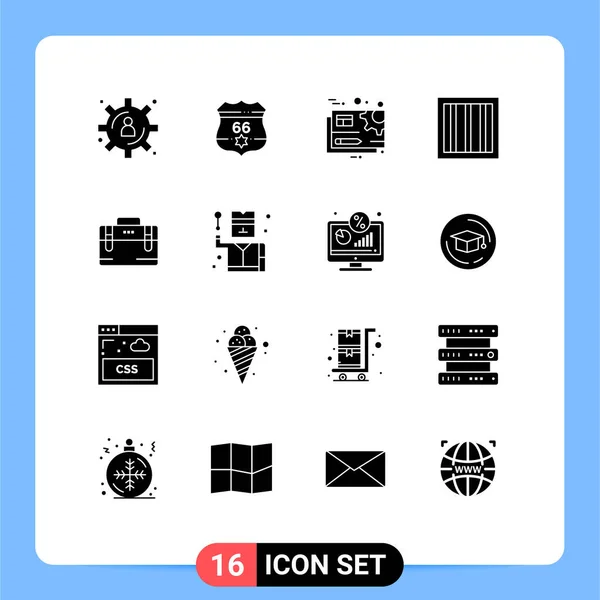 Group Modern Solid Glyphs Set Working Bag File Prison Criminal — Stock Vector